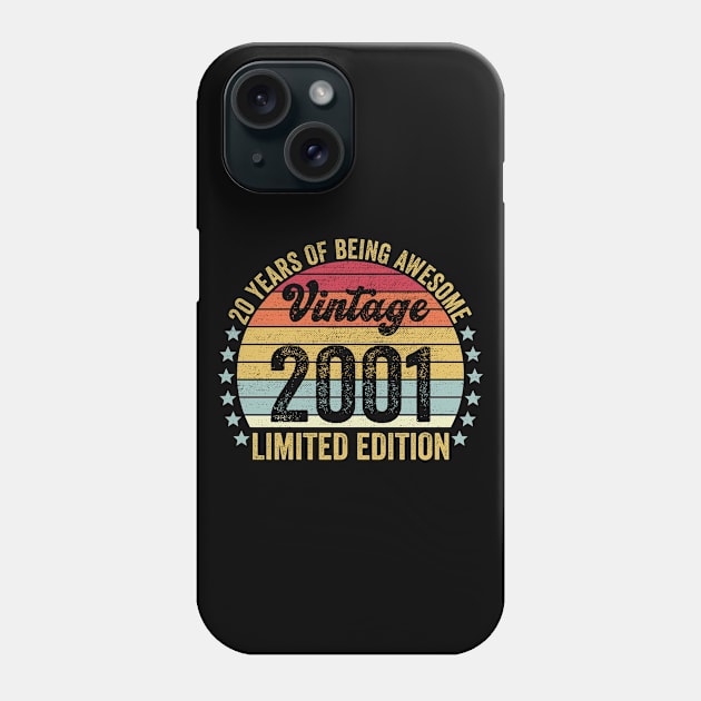 20th Birthday, 20 Year Old Gifts Vintage 2001 Limited Edition Phone Case by DragonTees