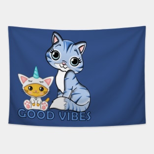 Good Vibes Mama and Baby Unicorn Cat Tapestry