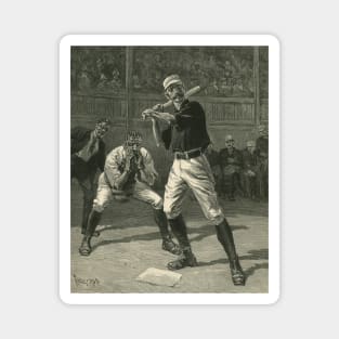 Vintage Sports Baseball, "A Ball or a Strike - Which?"  by Thure De Thulstrup, 1888 Magnet