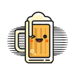 Minimalist Cute Beer Graphic Design T-Shirt