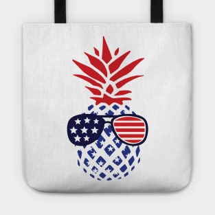 Hawaiian Pineapple American Flag Sunglasses 4th of July Tote