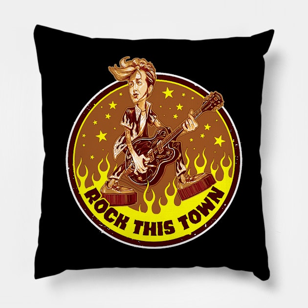 Rock This Town (Colour) Pillow by CosmicAngerDesign