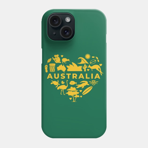 Australian Icons in a Heart Shape // Australia Pride Phone Case by Now Boarding