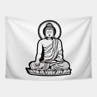 Bhudda Black and White Tapestry