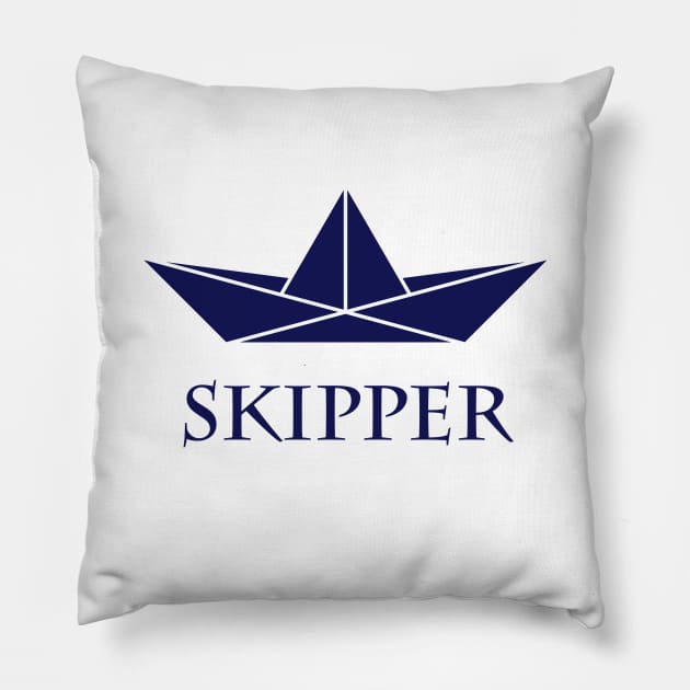 Skipper (Sea Captain / Paper Boat / Paper Ship / Navy) Pillow by MrFaulbaum