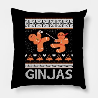 Ginjas Gingerbread Ninjas Funny Ugly Christmas Pillow