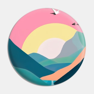 Forest Mountains Sunset Pin