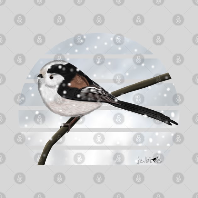 LongTailed Tit Winter Snow Bird Watching Birding Ornithologist Gift by jzbirds