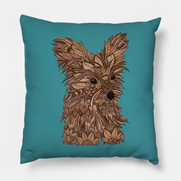 Cute Yorkie Pillow by ArtLovePassion