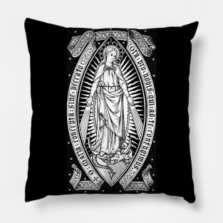 Virgin Mary Catholic Vintage Engraving Pillow