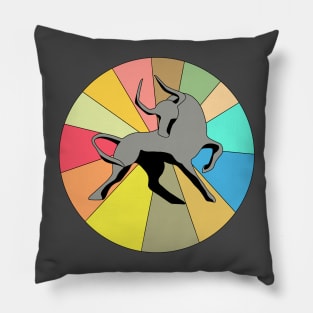 Bull on Color Wheel Pillow