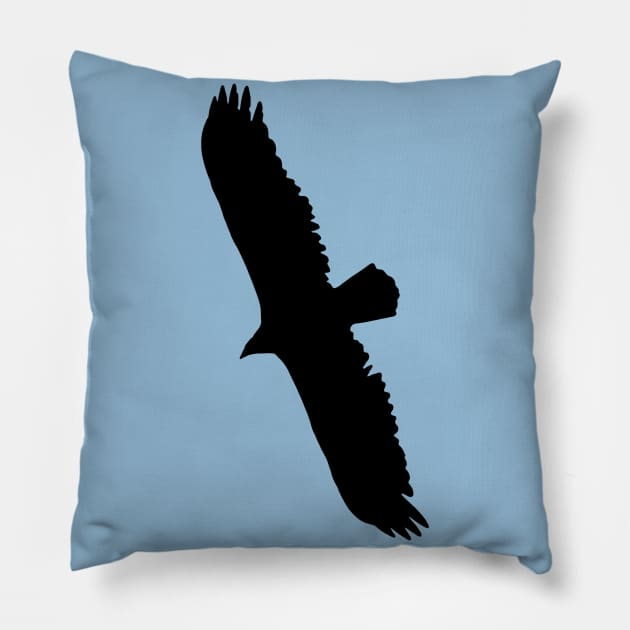 Turkey Vulture Flying Graphic Black Silhouette Pillow by NaturalDesign