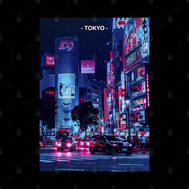 Tokyo Street Neon Synthwave by JeffDesign