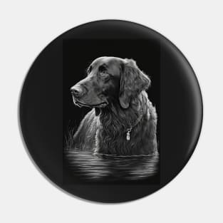 Flatcoated Retriever black and white Pin