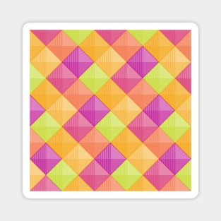 Patchwork Squares Orange and Purple Magnet