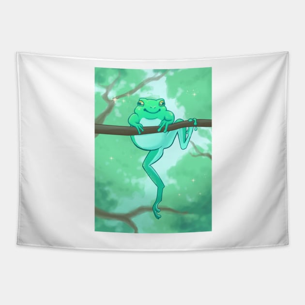 Hang in There Froggy Tapestry by sheehanstudios