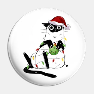 Christmas cat with Santa hat Pin