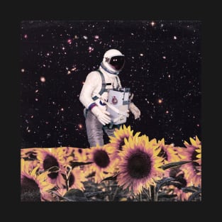 Picking Sunflowers - Space Aesthetic Collage, Sci Fi T-Shirt