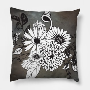 Wonderful flowers in black and white Pillow