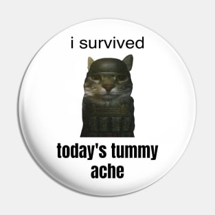 I Survived Today's Tummy Ache Funny Army Cat Tummy Ache Meme Pin