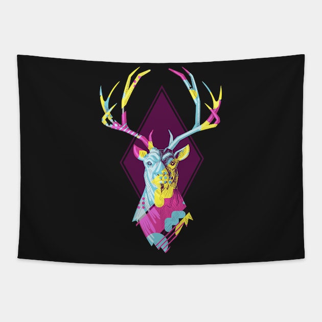 Head of a deer with horns Tapestry by zezza