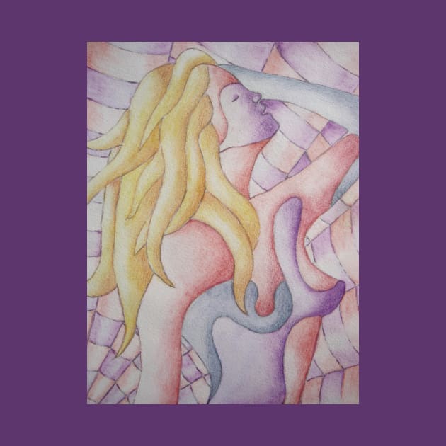 blonde girl posing retro style abstract art by pollywolly