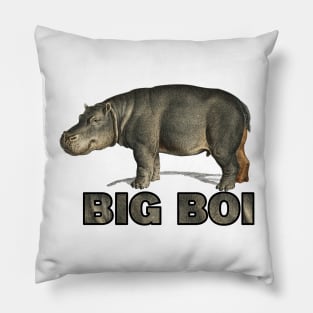 big boi hippo grey text Pillow
