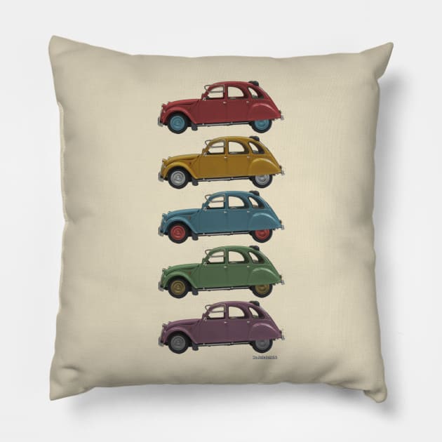 Five Cars: Citroën 2CV Pillow by DaJellah