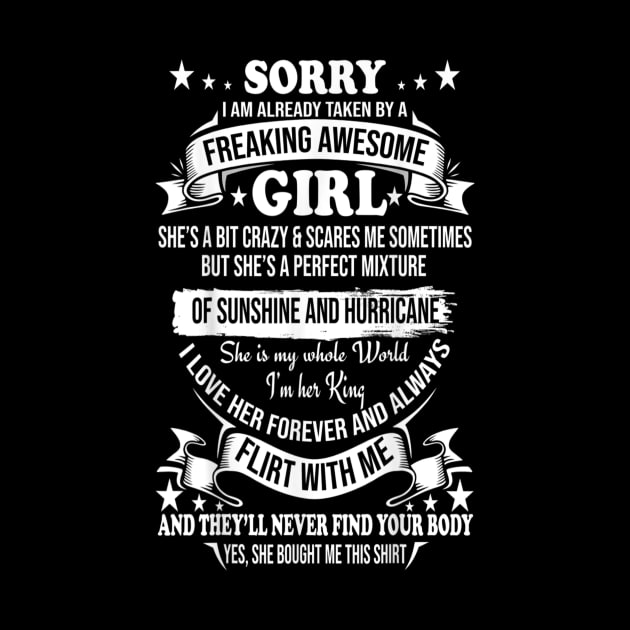 Sorry I Am Already Taken By Awesome Girl Valentine Day by Buleskulls 