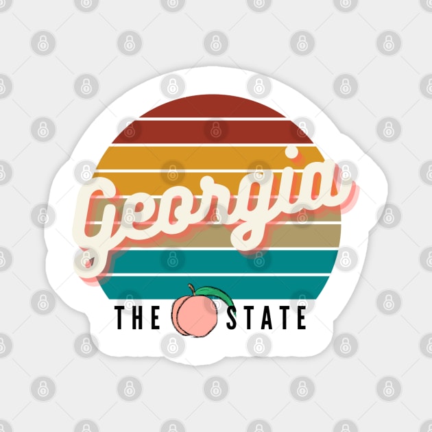 Georgia The Peach State Retro Vintage Design Magnet by AdrianaHolmesArt