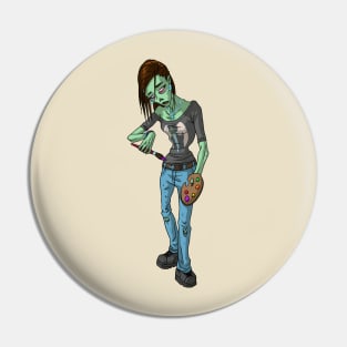 Zombie Girl Artist Painter with a Palette MONSTER GIRLS Series I Pin