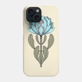 Blue Protea Flower Line Drawing Phone Case