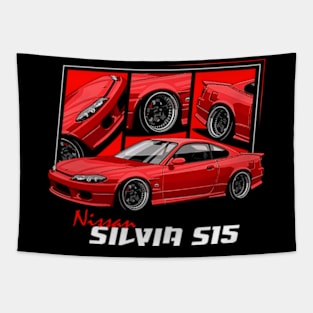 Red Nissan Silvia S15, JDM Car Tapestry