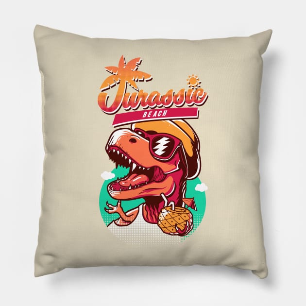 Jurassic Beach Pillow by wehkid