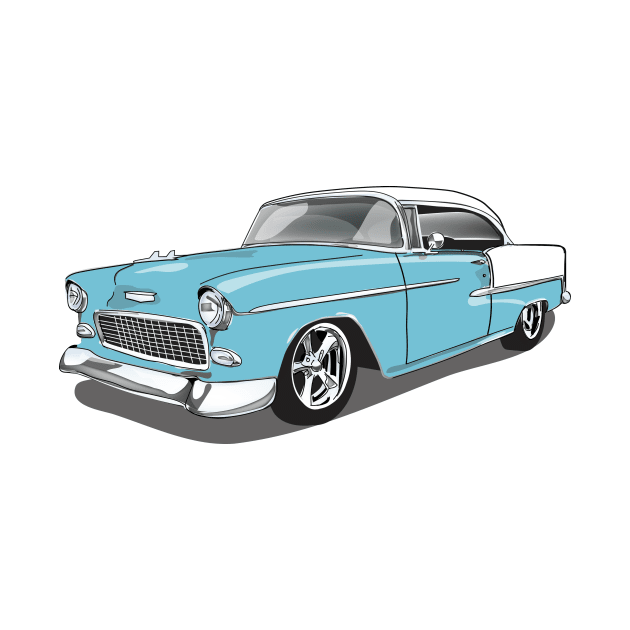 1955 Skyline Blue Chevy Bel Air Print by RPM-ART