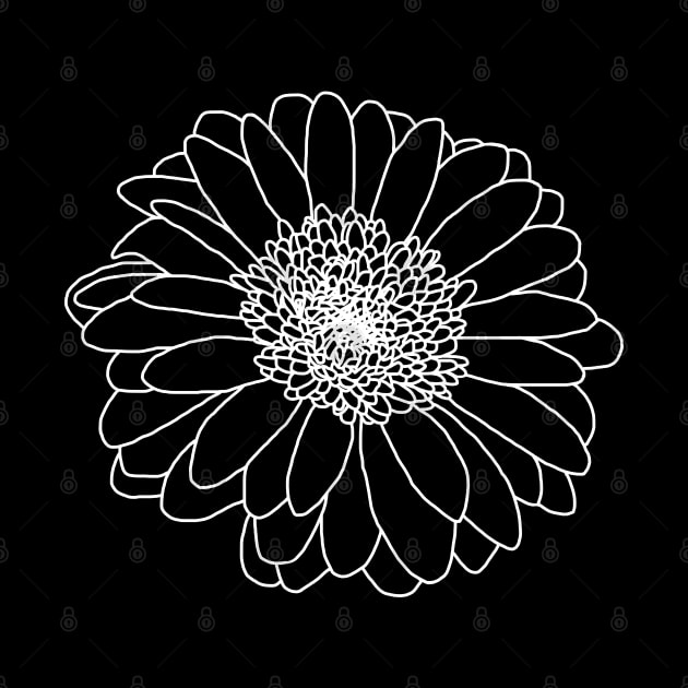 Minimal White Line Gerbera by ellenhenryart