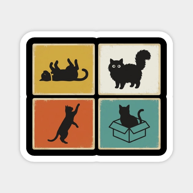 Retro Cat Silhouettes Cat Lover Magnet by ArtistTee ⭐⭐⭐⭐⭐