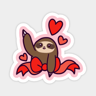 Ribbon Heart Sloth Magnet