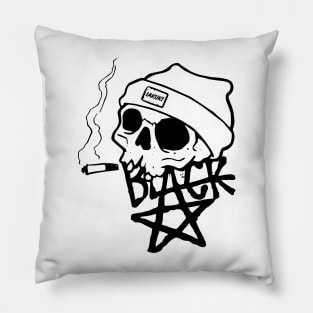 Smoke Skull Black Pillow