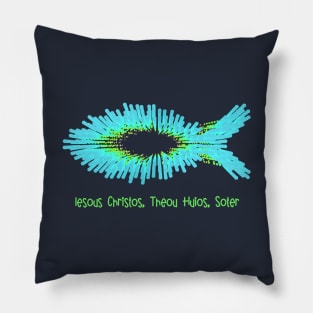 Cool Blue Jesus Fish With Greek Meaning Pillow