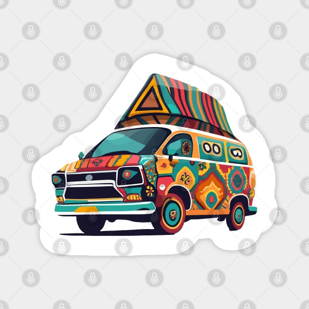 Classic Bus Afrocentric Pattern Magnet by Graceful Designs