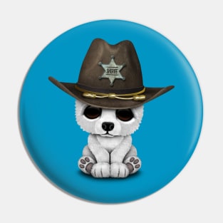 Cute Baby Polar Bear Cub Sheriff Pin