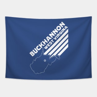 Buckhannon West Virginia with Stripes and State Outline - BLUE Tapestry