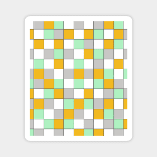 Grey, Mint Green and Mustard Yellow, Checked, Grid Magnet