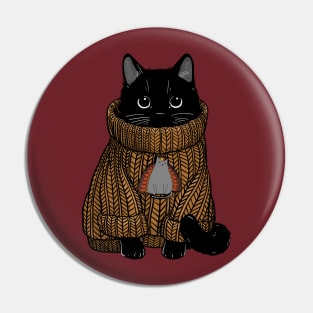 Cozy Turkey Sweater Cat Pin