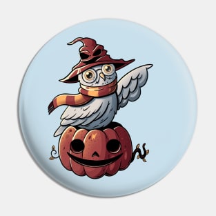 Spooky Magic Cute Funny Pumpkin Owl Pin