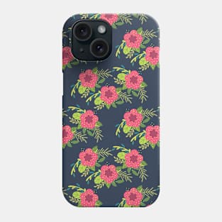 Summer Flowers On Navy Pattern Phone Case