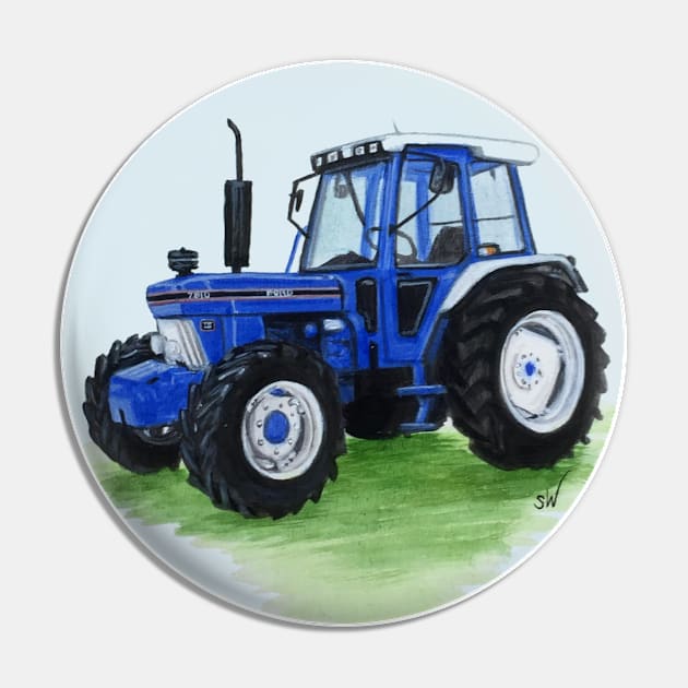 Blue Classic Tractor Pin by Sandra Warmerdam