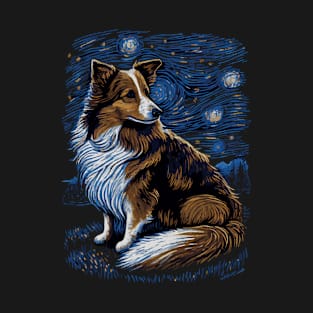 Shetland Shepherd Dog Starry Night T-Shirt