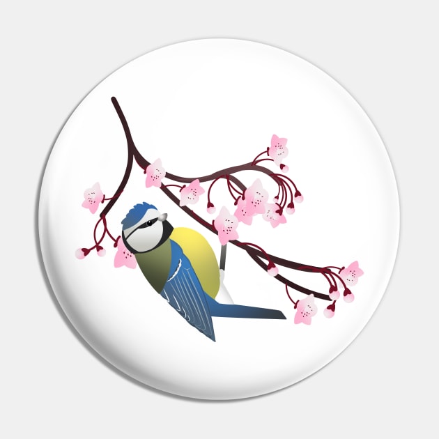 Blue tit and cherry blossom Pin by Zolinstudio